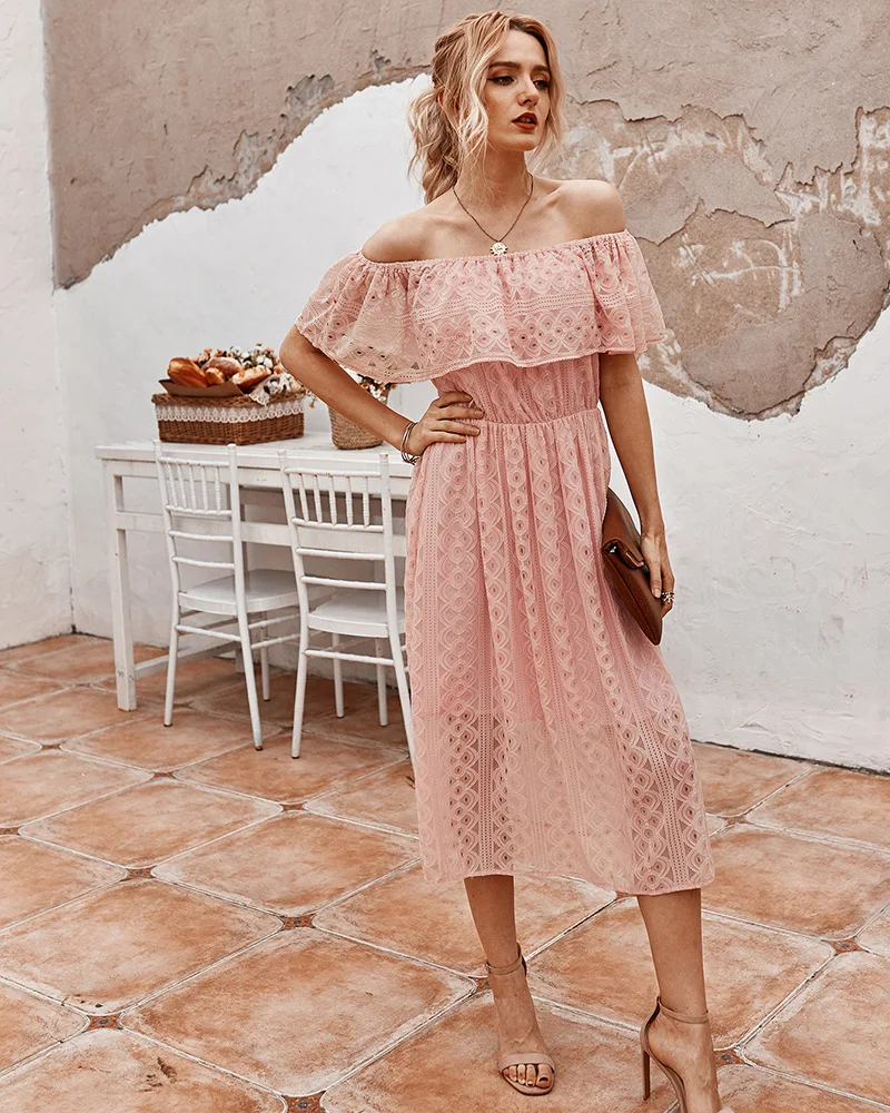 Trendy Women's Straight Shoulder slash neck Dress Hollow Sexy Temperament summer casual dresses for party dating holiday
Trendy Women's Straight Shoulder slash neck Dress Hollow Sexy Temperament summer casual dresses for party dating holiday