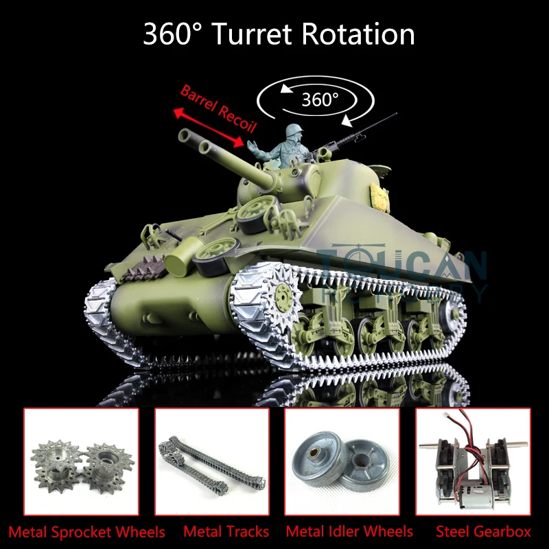US Stock Heng Long 1/16 6.0 Upgraded 3898 M4A3 Sherman RC Tank Barrel Recoil 360 Turret
US Stock Heng Long 1/16 6.0 Upgraded 3898 M4A3 Sherman RC Tank Barrel Recoil 360 Turret