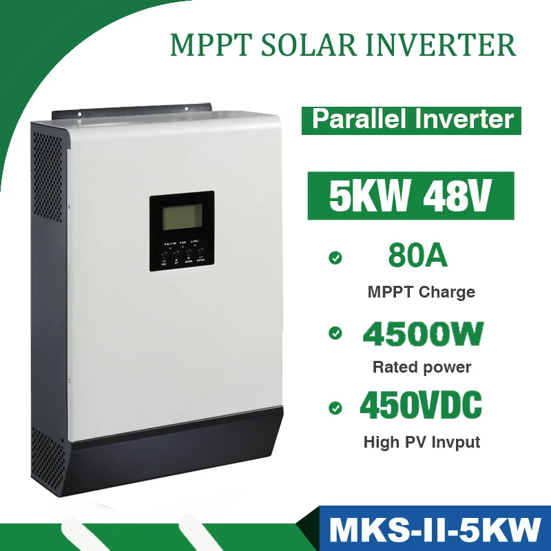 

Инвертор солнечный 5000 Вт 450VDC, зарядное устройство на 80 А, 230 ва, немодулированный синусоидальный инвертор MPPT 48 В, параллельный солнечный инве...