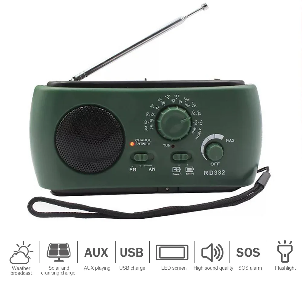 Многофункциональное FM радио на солнечной батарее с 3 светодиодными фонариками и