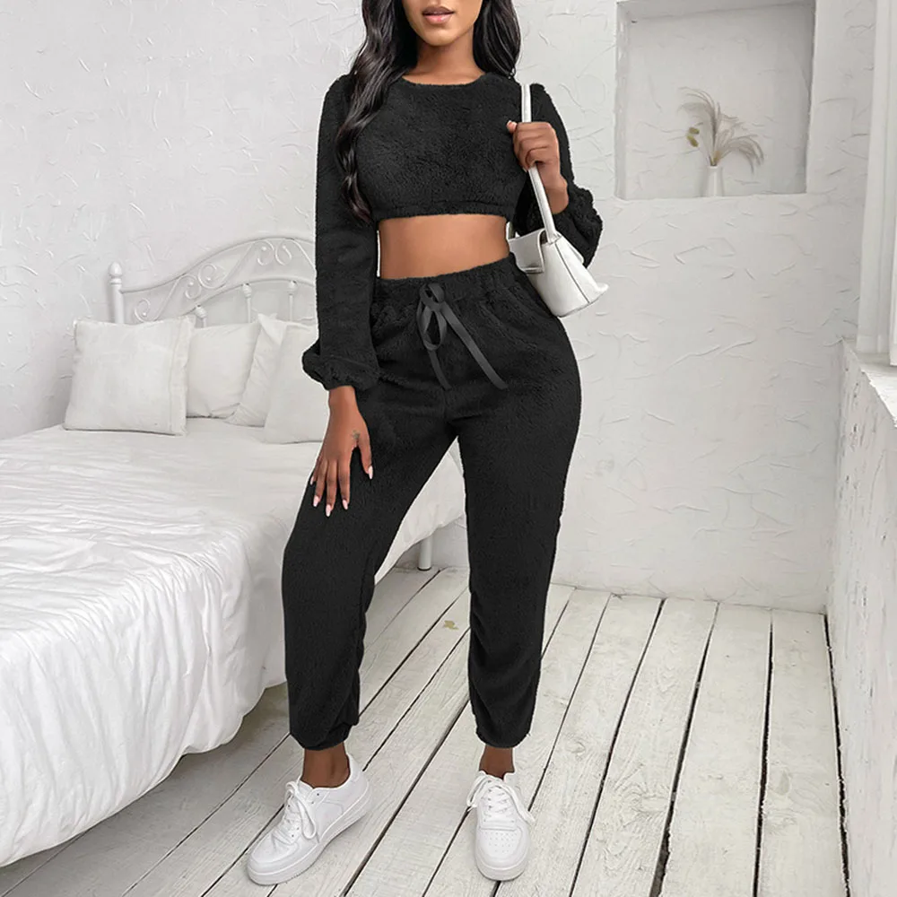 2021 Women's Autumn New Trouser Suit Casual Fashion Commuter Simple Style Pure Color Short Plush Top Sports Two-piece Sets
2021 Women's Autumn New Trouser Suit Casual Fashion Commuter Simple Style Pure Color Short Plush Top Sports Two-piece Sets