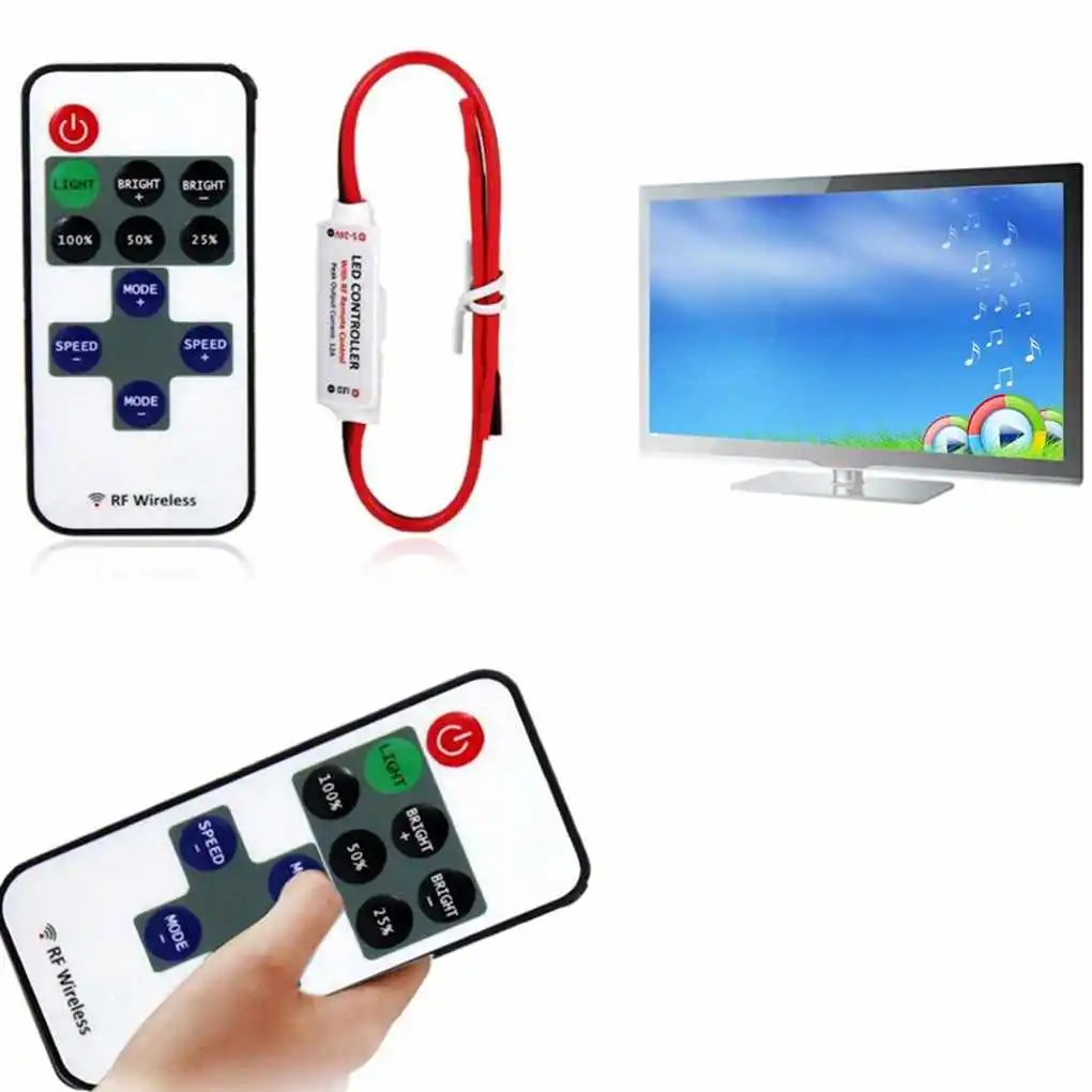 12V LED Controller RF Strip Light Switch Wireless Remote Switch Controller Dimmer for Mini LED
12V LED Controller RF Strip Light Switch Wireless Remote Switch Controller Dimmer for Mini LED