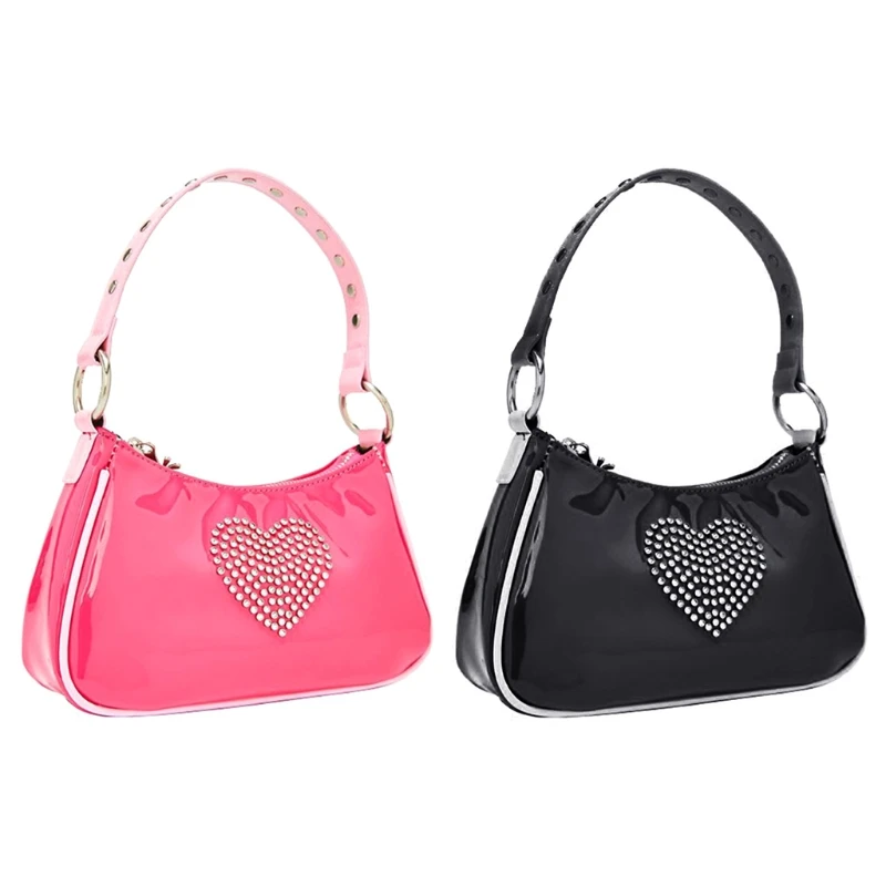 Vintage Rhinestone Heart Handbag Female Pu Leather Underarm Bag Fashion Glitter Women Shoulder Bag Travel Zipper Shopping Tote
Vintage Rhinestone Heart Handbag Female Pu Leather Underarm Bag Fashion Glitter Women Shoulder Bag Travel Zipper Shopping Tote