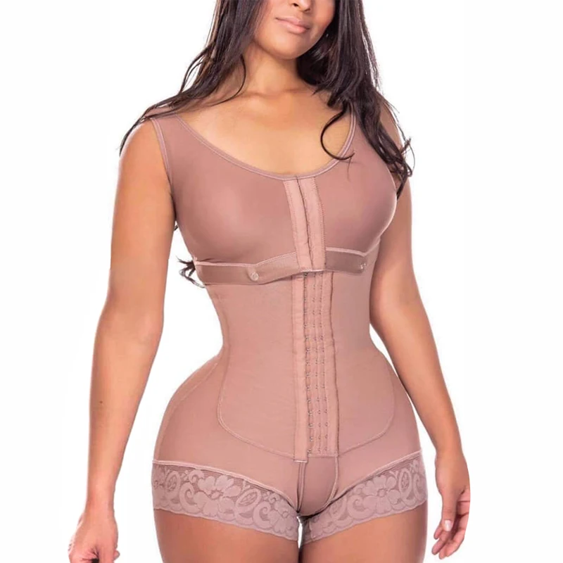 

High Compression Skims Powernet Garment With Bra Fajas Colombianas Post Surgery Compression BBL Post Op Surgery Supplies
