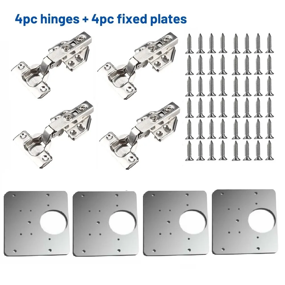 1/2/4 Sets Cupboard Wardrobe Door Hinge & Fixing Plate Set Cabinet Hinges Closing Kit Home Improvement Hardware Stainless Steel
1/2/4 Sets Cupboard Wardrobe Door Hinge & Fixing Plate Set Cabinet Hinges Closing Kit Home Improvement Hardware Stainless Steel