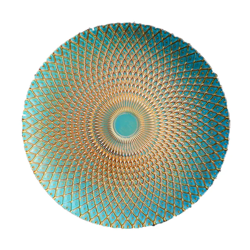 Electroplated glass plate tableware hotel supplies mat plate fruit plate European style
Electroplated glass plate tableware hotel supplies mat plate fruit plate European style