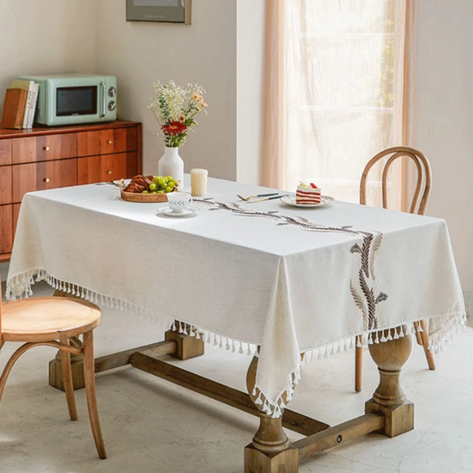Embroidery Leaf Pattern Cotton Linen Fabric Tablecloths Spill-Proof Stain Rectangle Table Cloth Christmas Decoration for Kitchen
Embroidery Leaf Pattern Cotton Linen Fabric Tablecloths Spill-Proof Stain Rectangle Table Cloth Christmas Decoration for Kitchen
