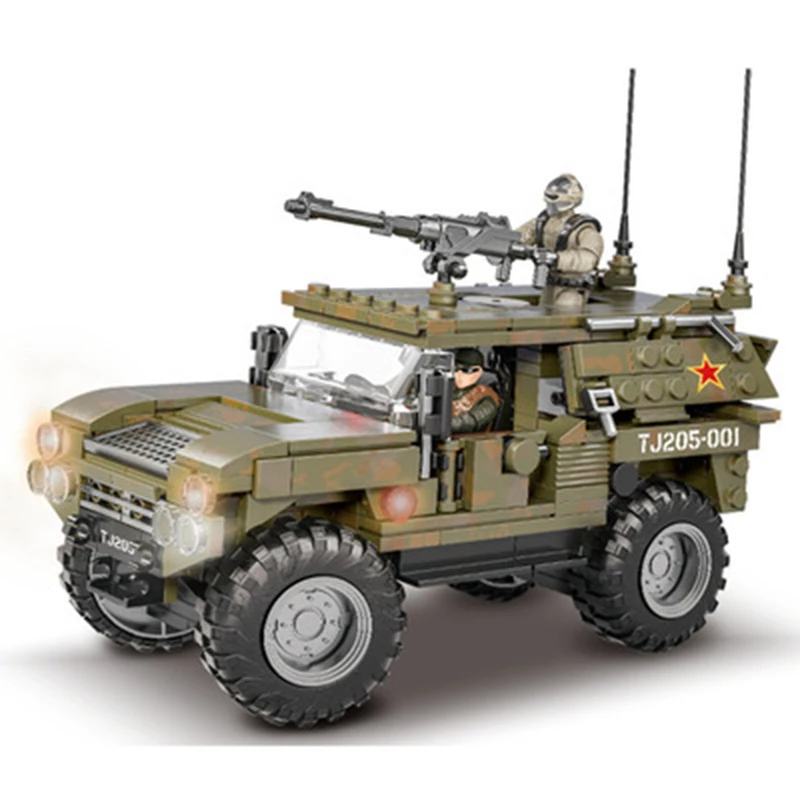 Военная серия военный воин армированный автомобиль строительные блоки Humvee армия