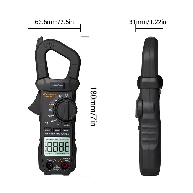 ST209 Digital Multimeter Clamp Meter 6000 counts True RMS Amp DC/AC Current Clamp tester Meters voltmeter 400v Auto Range
ST209 Digital Multimeter Clamp Meter 6000 counts True RMS Amp DC/AC Current Clamp tester Meters voltmeter 400v Auto Range