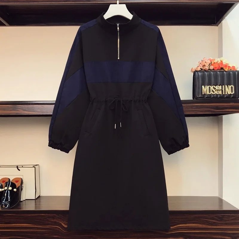 4XL size women loose casual sport Sweatshirts dress autumn winter 2021 long sleeve zipper Patchwork female dresses
4XL size women loose casual sport Sweatshirts dress autumn winter 2021 long sleeve zipper Patchwork female dresses
