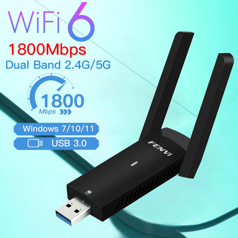 Wifi 6 USB Adapter 1800Mbps Wireless Wi-fi Dongle 802.11ax Dual Band 2.4G/5Ghz USB 3.0 Antenna Network Card For Windows 7 10 11
Wifi 6 USB Adapter 1800Mbps Wireless Wi-fi Dongle 802.11ax Dual Band 2.4G/5Ghz USB 3.0 Antenna Network Card For Windows 7 10 11