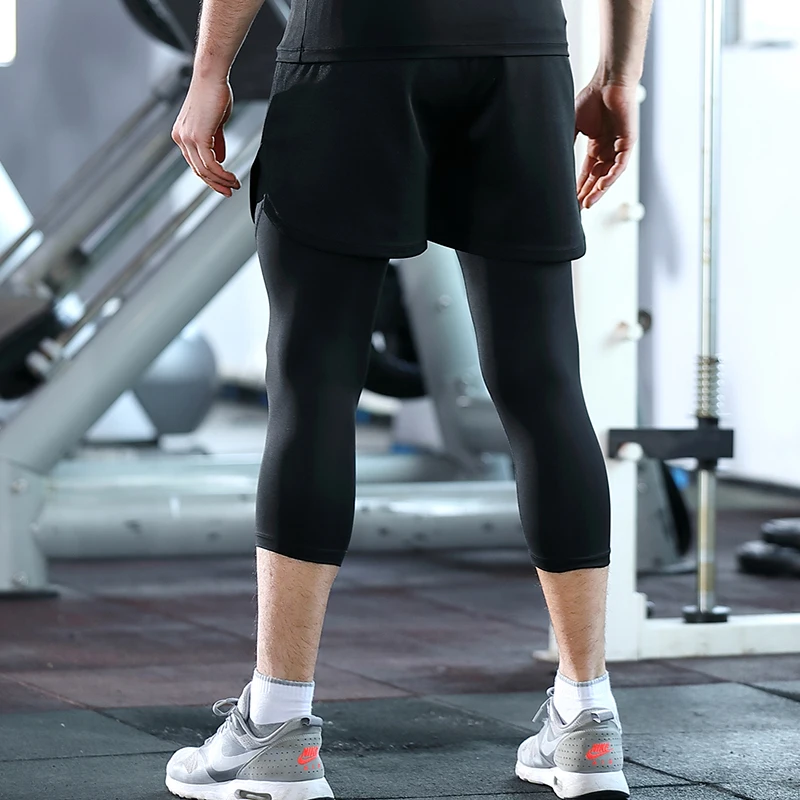 Новинка 2020 мужские Леггинсы 2 в 1 шорты для бега компрессионная спортивная одежда