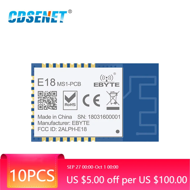 CDSENET 10PCS CC2530 2.4GHz 4dbm UART 200m range 256kb Flash PCB Antenna SoC SMD Zigebee Module E18-MS1-PCB
CDSENET 10PCS CC2530 2.4GHz 4dbm UART 200m range 256kb Flash PCB Antenna SoC SMD Zigebee Module E18-MS1-PCB