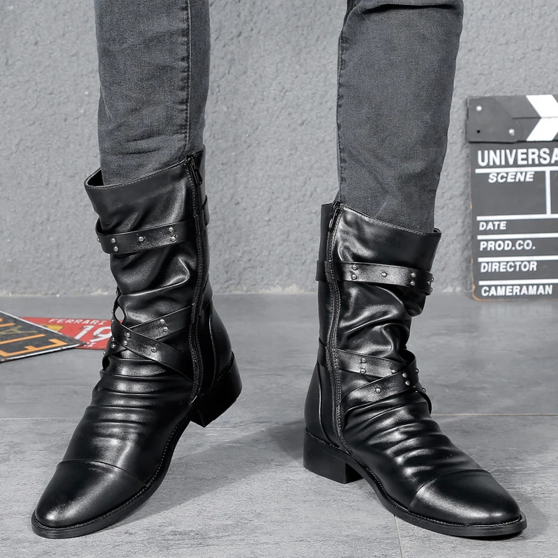 New Fashion Men Leather Boots British Style Motorcycle Boots For Men Solid Black Platform Rubber Shoes Street Punk Boots
New Fashion Men Leather Boots British Style Motorcycle Boots For Men Solid Black Platform Rubber Shoes Street Punk Boots
