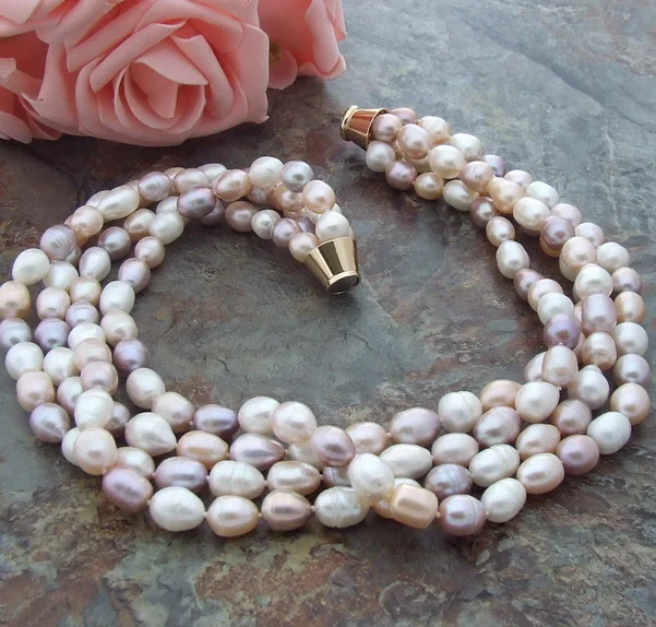 8-9 мм многоцветный рисовый пресноводный жемчуг 4strds ожерелье 
8-9 мм многоцветный рисовый пресноводный жемчуг 4strds ожерелье