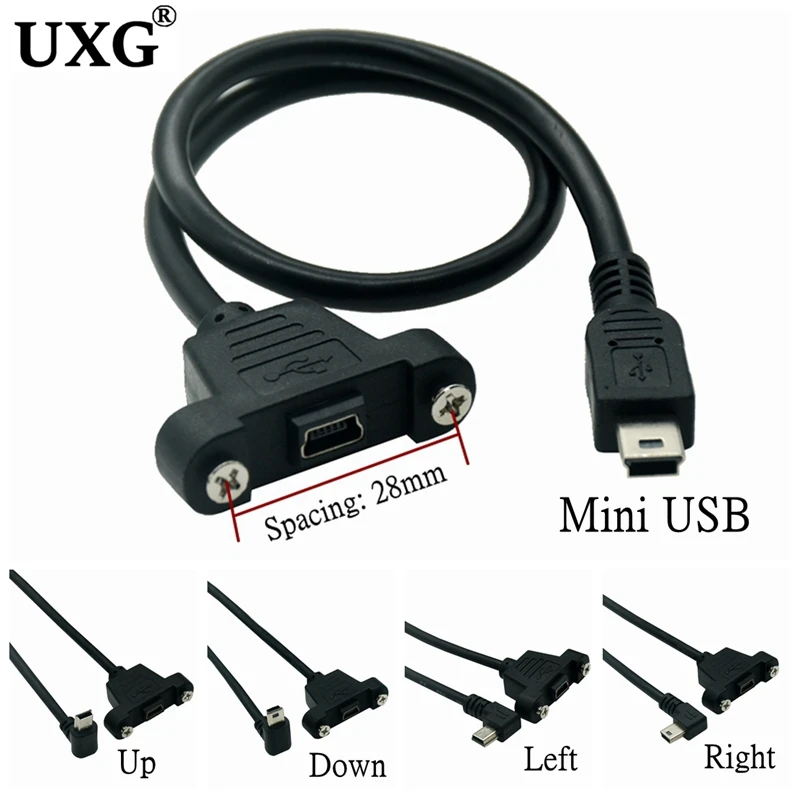 Угловой мини-USB удлинитель 90 градусов мини-USB-кабель для крепления на панели