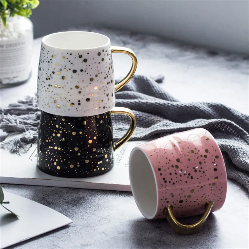European Ceramic Coffee Mug Milk Cup Drinkware Starry Sky Pattern Teacup Simple Creative Office Water Cup with Gold Handle
European Ceramic Coffee Mug Milk Cup Drinkware Starry Sky Pattern Teacup Simple Creative Office Water Cup with Gold Handle