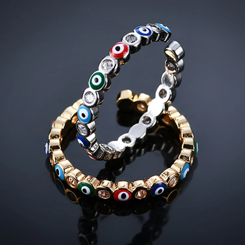 Bohemian Rainbow Lucky Evil Eye Rhinestone Filled Rings For Women Turkish Enamel Demon Blue Eyes Party Open Ring
Bohemian Rainbow Lucky Evil Eye Rhinestone Filled Rings For Women Turkish Enamel Demon Blue Eyes Party Open Ring