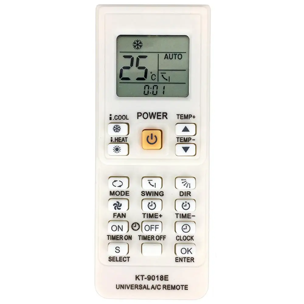 (2PCS/Lot) 5000 in 1 High Quality AC KT-9018E General Remote Control For AUX /Electrolux /Fujitsu /Gree /DAIKIN /TCL Air AC
(2PCS/Lot) 5000 in 1 High Quality AC KT-9018E General Remote Control For AUX /Electrolux /Fujitsu /Gree /DAIKIN /TCL Air AC
