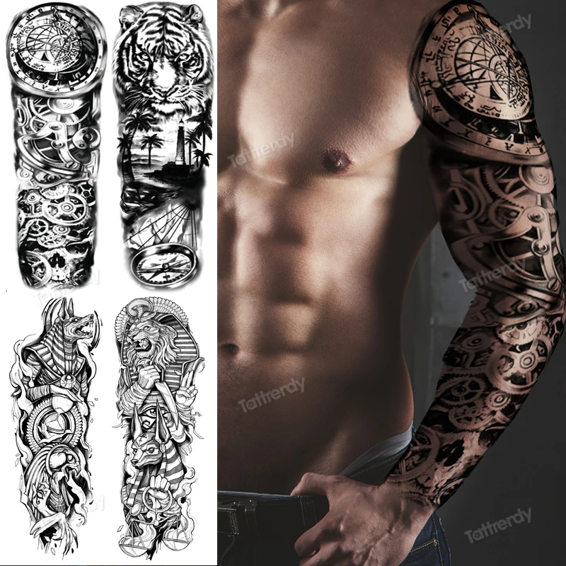 Large Arm Sleeve Tattoo Rose Gear Clock Eye Waterproof Temporary Tatto Sticker Lion Wolf King Body Art Full Fake Tatoo Women Men
Large Arm Sleeve Tattoo Rose Gear Clock Eye Waterproof Temporary Tatto Sticker Lion Wolf King Body Art Full Fake Tatoo Women Men