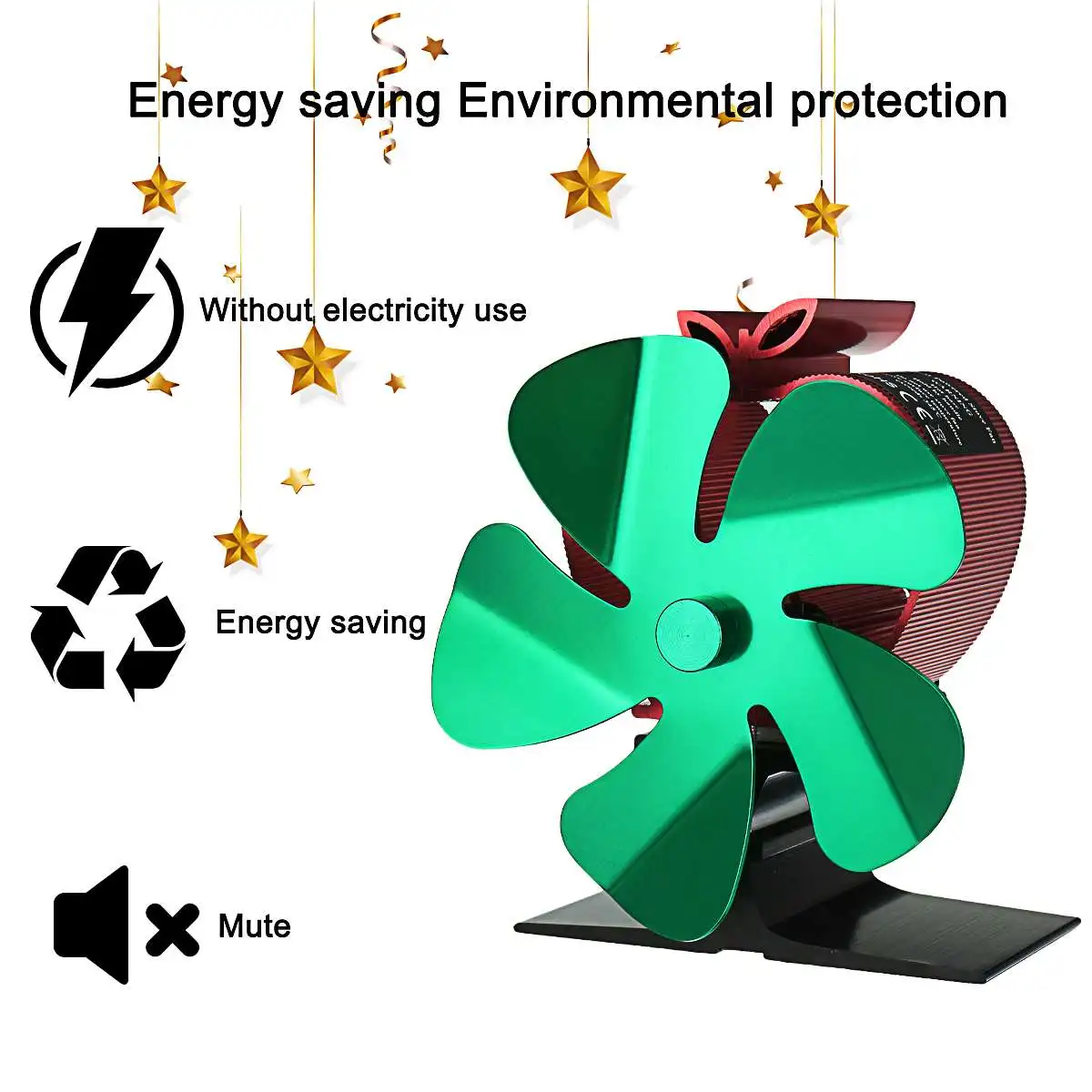 Mini 5-Blades Heat Powered Stove Fan Wood Log Burner Fireplace Fan Quiet Environmental Eco Fan Home Efficient Heat Distribution
Mini 5-Blades Heat Powered Stove Fan Wood Log Burner Fireplace Fan Quiet Environmental Eco Fan Home Efficient Heat Distribution