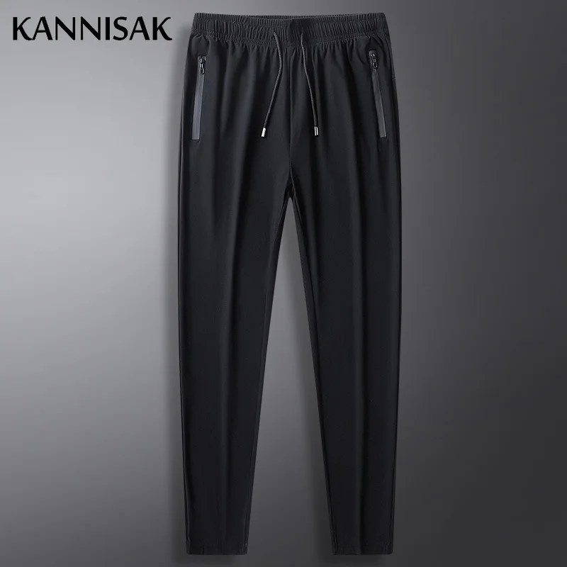 Summer Men Pants Breathable Ice Silk Joggers Black Pencil Pant Elastic Waist Zipper Pockets Ankle Length Stretch Casual Pant
Summer Men Pants Breathable Ice Silk Joggers Black Pencil Pant Elastic Waist Zipper Pockets Ankle Length Stretch Casual Pant