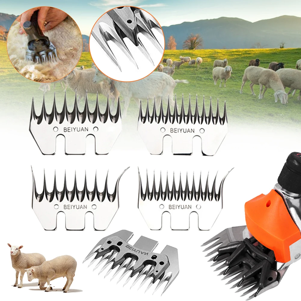 

9-Tooth/13-Tooth Sheep Shears Blades And 4-Tooth Comb Shear Blades Replacement Straight/Bending Clipper Blades For Sheep Shear