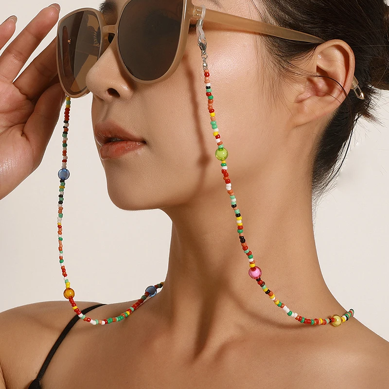 Colorful Beads Glasses Chain Bohemain Hangs Masks Women's Neck Eyeglass Sunglasses Lanyard Glass Rope Eyewear Accessories | Аксессуары