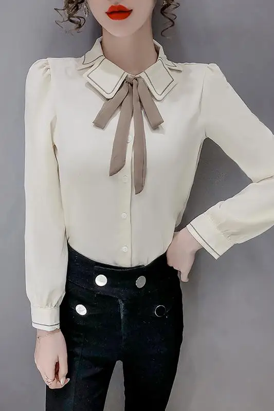 COIGARSAM Vintage Full Sleeve korean blouse women New Spring Chiffon blusas womens tops and blouses Apricot 9005
COIGARSAM Vintage Full Sleeve korean blouse women New Spring Chiffon blusas womens tops and blouses Apricot 9005