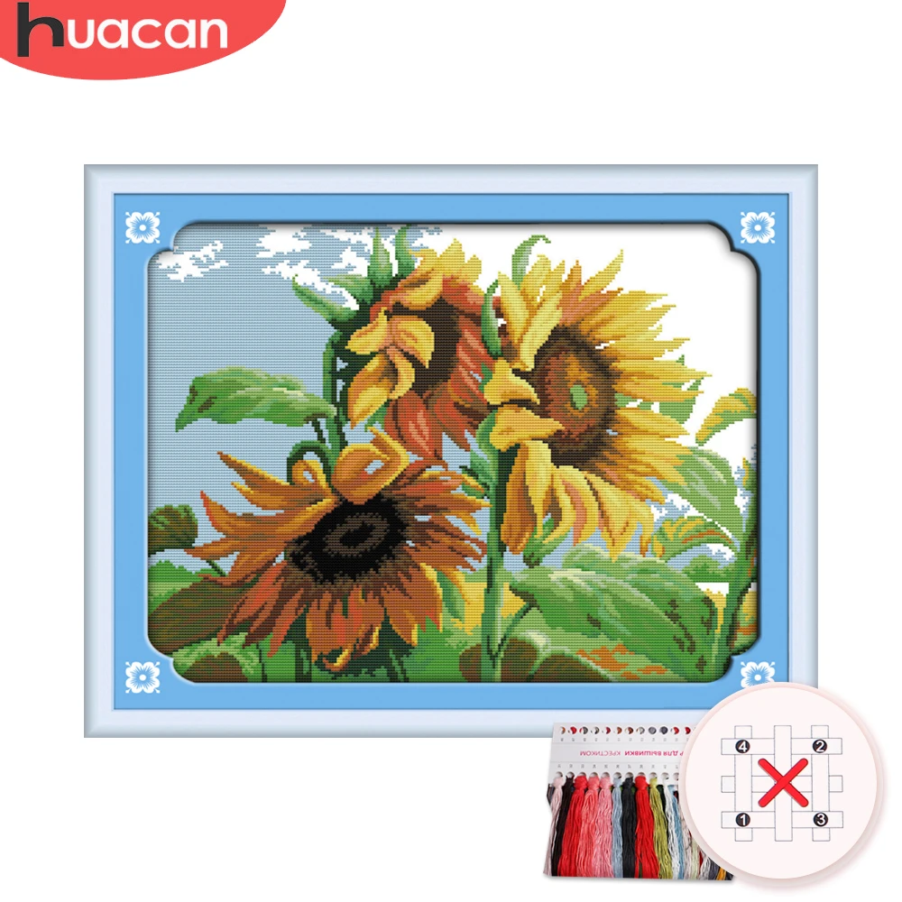 HUACAN Cross Stitch Sunflower Kit Needlework Embroidery Floral Sets White Canvas DIY Gift Home Decoration 11CT 14CT
HUACAN Cross Stitch Sunflower Kit Needlework Embroidery Floral Sets White Canvas DIY Gift Home Decoration 11CT 14CT