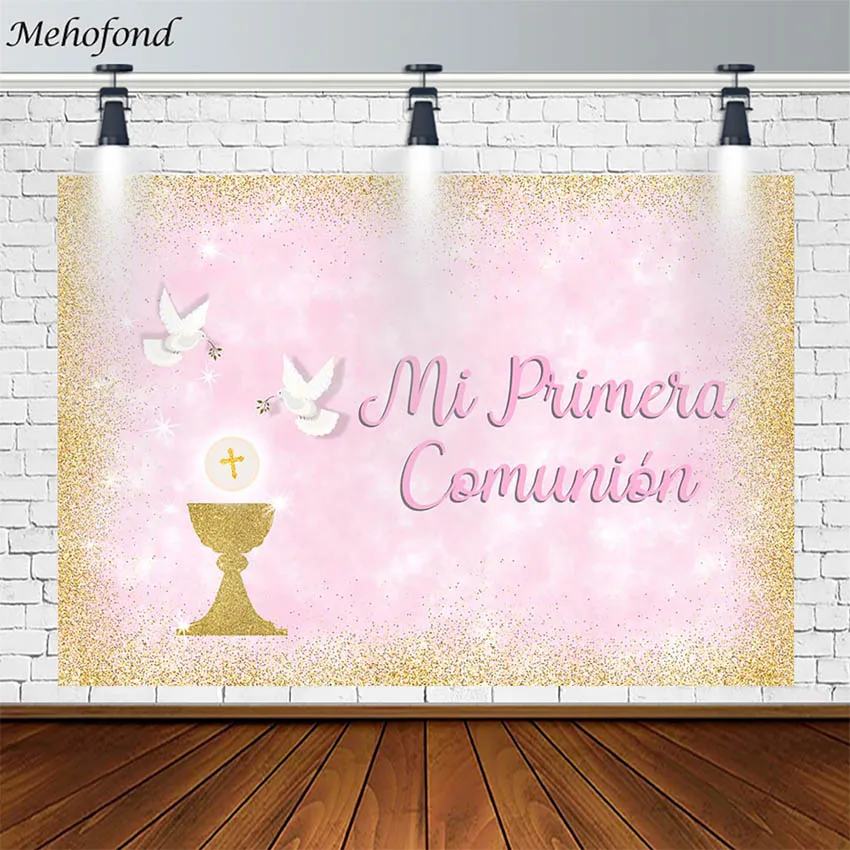 Mehofond First Communion Backdrop Dove Cross Golde Shiny Pink Girl Photography Background Photo Studio Photozone Photocall Props
Mehofond First Communion Backdrop Dove Cross Golde Shiny Pink Girl Photography Background Photo Studio Photozone Photocall Props