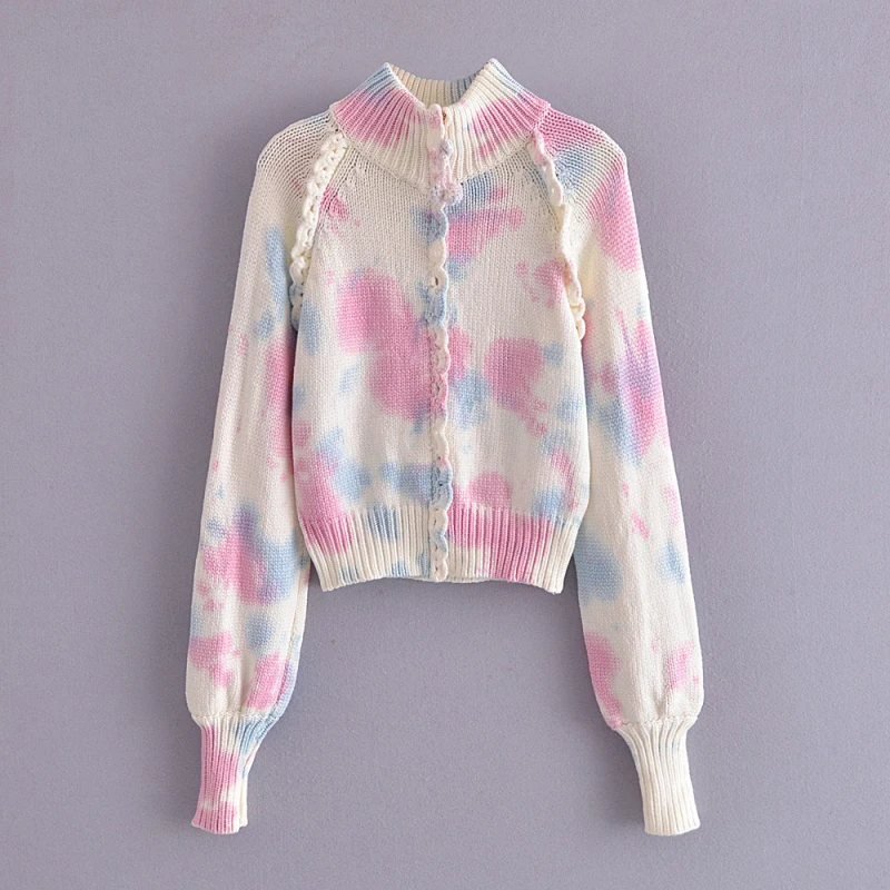 Women Spring Autumn Tie Dyed Knitted Top Female Stand Collar Long Sleeve Zipper Front Cardigan Chic Lady Casual Sweater
Women Spring Autumn Tie Dyed Knitted Top Female Stand Collar Long Sleeve Zipper Front Cardigan Chic Lady Casual Sweater