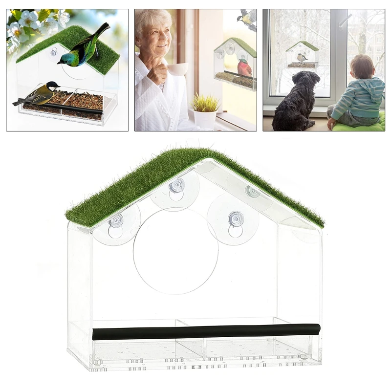 Window Acrylic Bird Feeder House Strong Suction Cups Clear See Through Turf Roof Bird Feeder for Outside Best Gift Idea
Window Acrylic Bird Feeder House Strong Suction Cups Clear See Through Turf Roof Bird Feeder for Outside Best Gift Idea