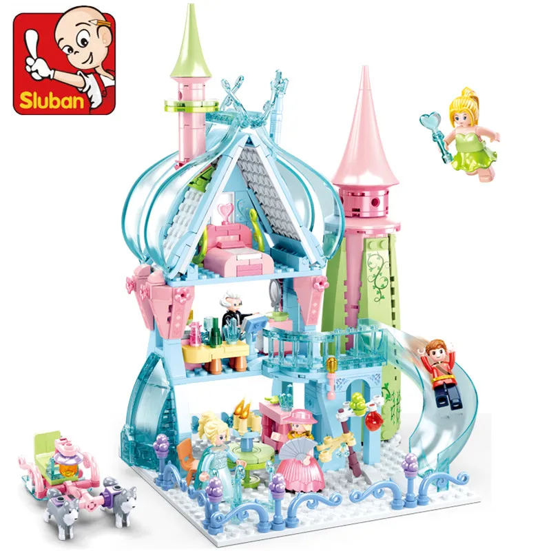 

Friends Princess Girl Snow Fairy Tale Castle Ice-Castle Model Bricks Horse Carriage Building Blocks Educational Toys for Kids