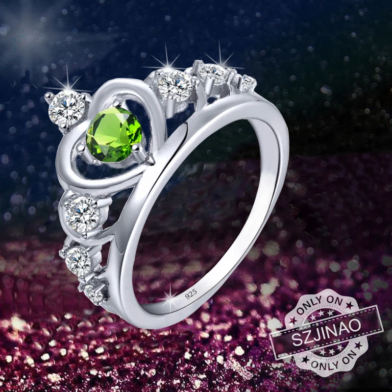 Silver Rings For Women Real 925 Sterling Silver Crown Love Heart Finger Ring Shiny Peridot White CZ Party Wedding Fine Jewelry
Silver Rings For Women Real 925 Sterling Silver Crown Love Heart Finger Ring Shiny Peridot White CZ Party Wedding Fine Jewelry