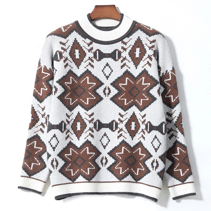 Mosaic style knitted sweater new autumn winter clothing national wind sweater jacquard round neck pullover sweater base sweater
Mosaic style knitted sweater new autumn winter clothing national wind sweater jacquard round neck pullover sweater base sweater