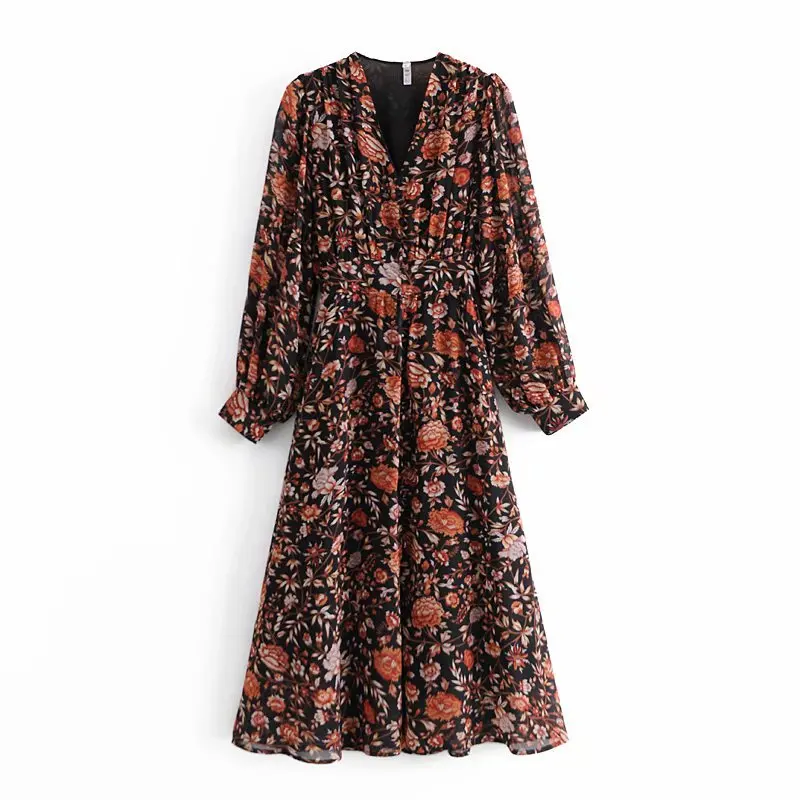 Women's Fashion 2021 New Elegant Watermark Printed Puff Sleeve Spiral One Piece Dress Ladies V Neck Big Floral Long Chic Dresses
Women's Fashion 2021 New Elegant Watermark Printed Puff Sleeve Spiral One Piece Dress Ladies V Neck Big Floral Long Chic Dresses
