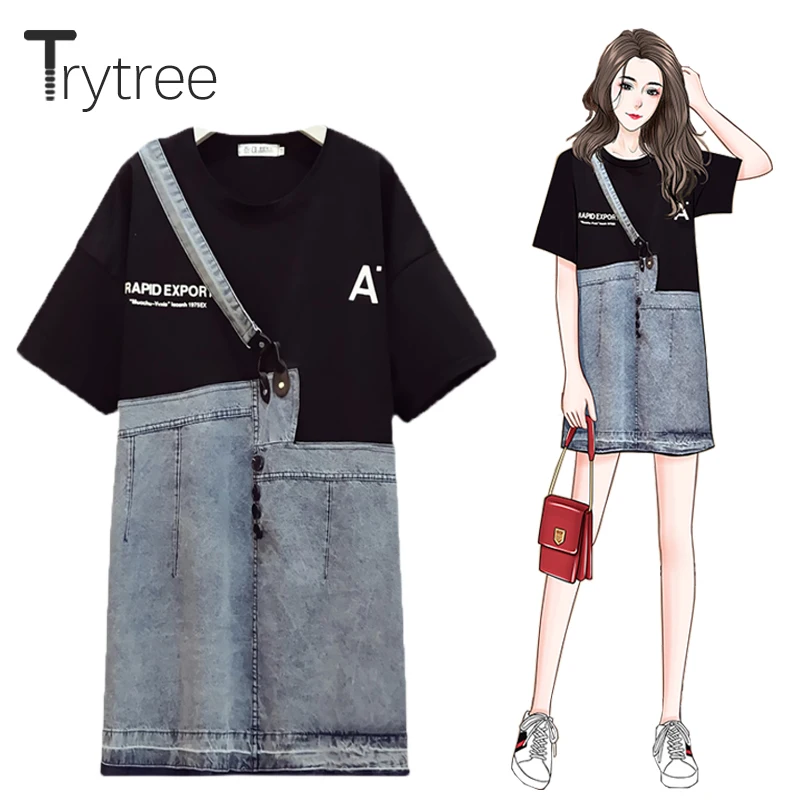 Летние женские платья Trytree, Повседневная футболка с круглым вырезом, лоскутное одностороннее платье на бретелях, джинсовое платье, прямая у...
Летние женские платья Trytree, Повседневная футболка с круглым вырезом, лоскутное одностороннее платье на бретелях, джинсовое платье, прямая у...