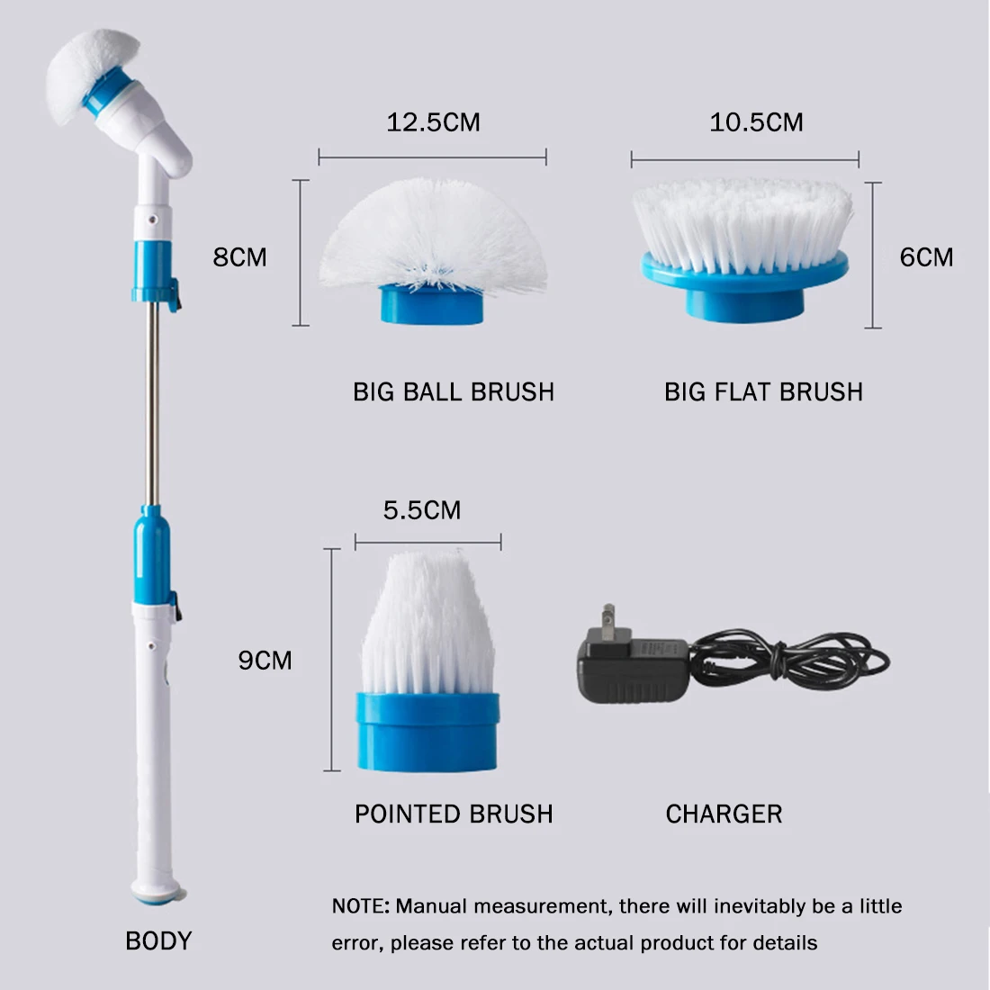 Wireless Electric Cleaning Brush 3 Scrubbing Heads Electric Spin Adjustable Cleaning Brush Bathroom Kitchen Cleaning Tools
Wireless Electric Cleaning Brush 3 Scrubbing Heads Electric Spin Adjustable Cleaning Brush Bathroom Kitchen Cleaning Tools