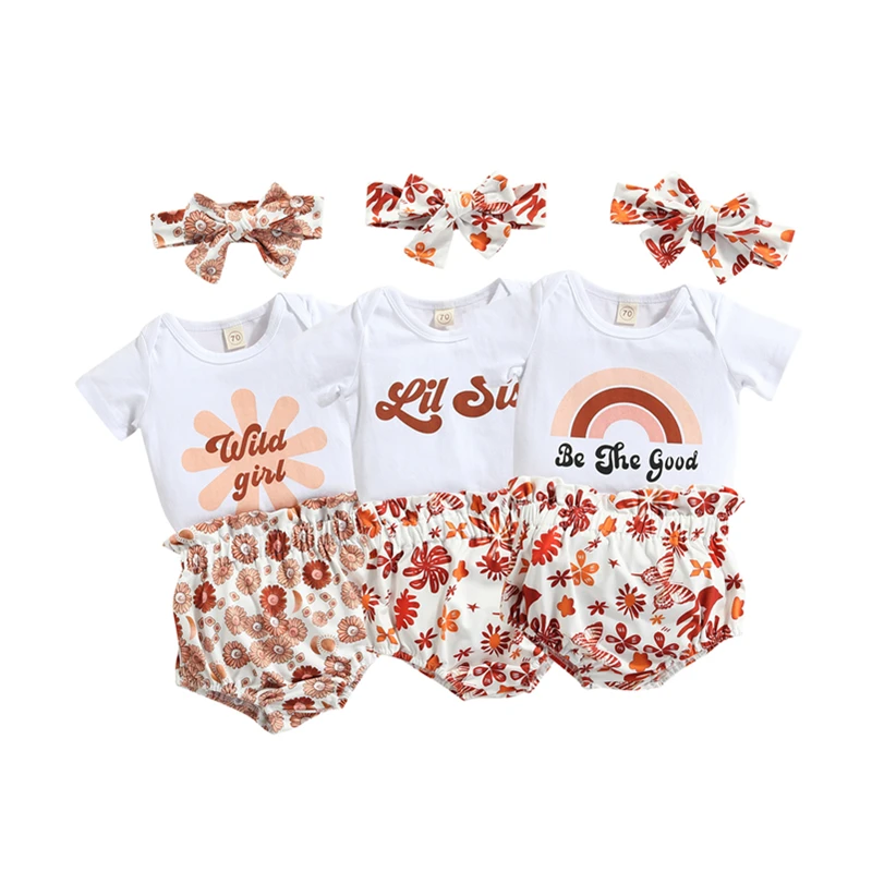 New Arrival Three Piece Baby Girl’s Clothes Set Letter Short Sleeve Romper and Flower Short Pants with Headband Infant Clothing
New Arrival Three Piece Baby Girl’s Clothes Set Letter Short Sleeve Romper and Flower Short Pants with Headband Infant Clothing
