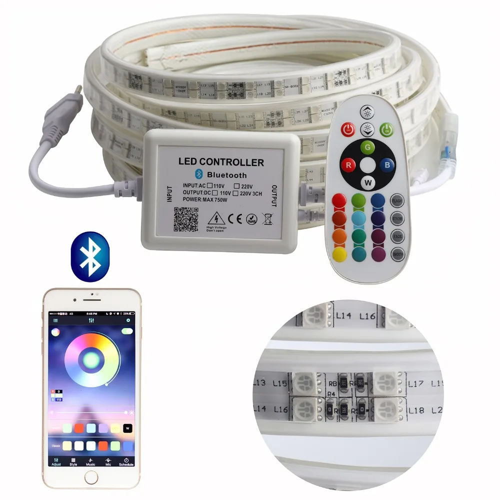 APP and Remote RGB LED Strip Light High Brightness 220V LED Strip waterproof 220 V 120 leds/m SMD5050 ribbon tape ledstrip IL
APP and Remote RGB LED Strip Light High Brightness 220V LED Strip waterproof 220 V 120 leds/m SMD5050 ribbon tape ledstrip IL