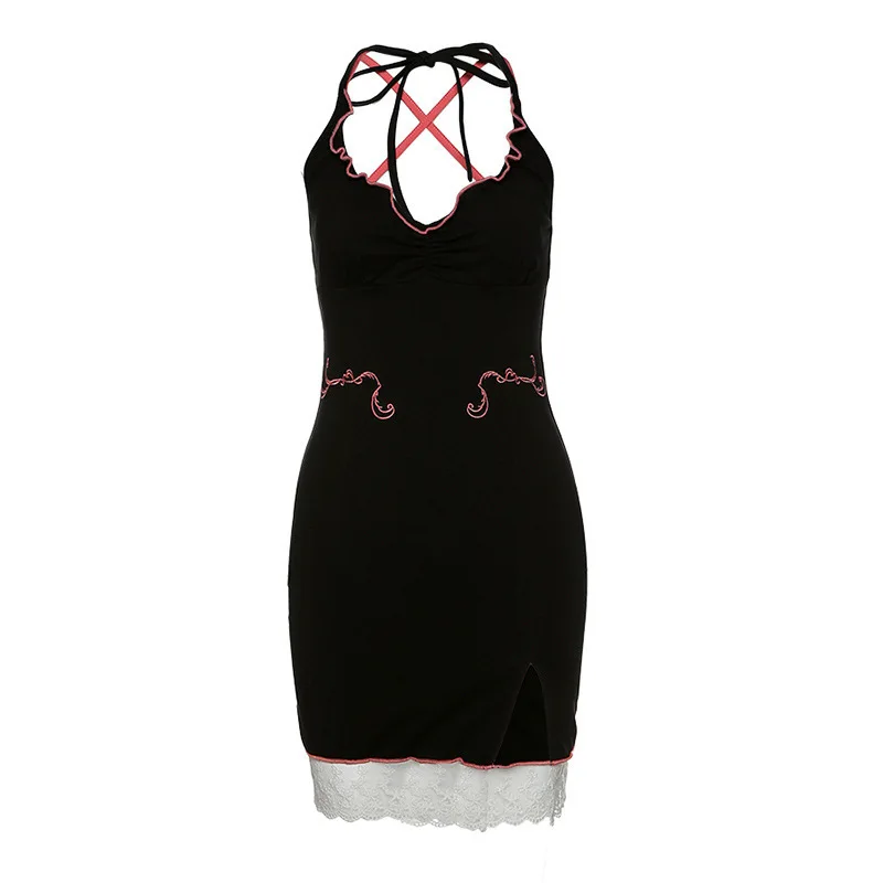 COIGARSAM Sexy Ruffles Women dress Summer Spring Office Lady Patchwork Print Lace Embroiderylt V-Neck Dresses Black 2021
COIGARSAM Sexy Ruffles Women dress Summer Spring Office Lady Patchwork Print Lace Embroiderylt V-Neck Dresses Black 2021