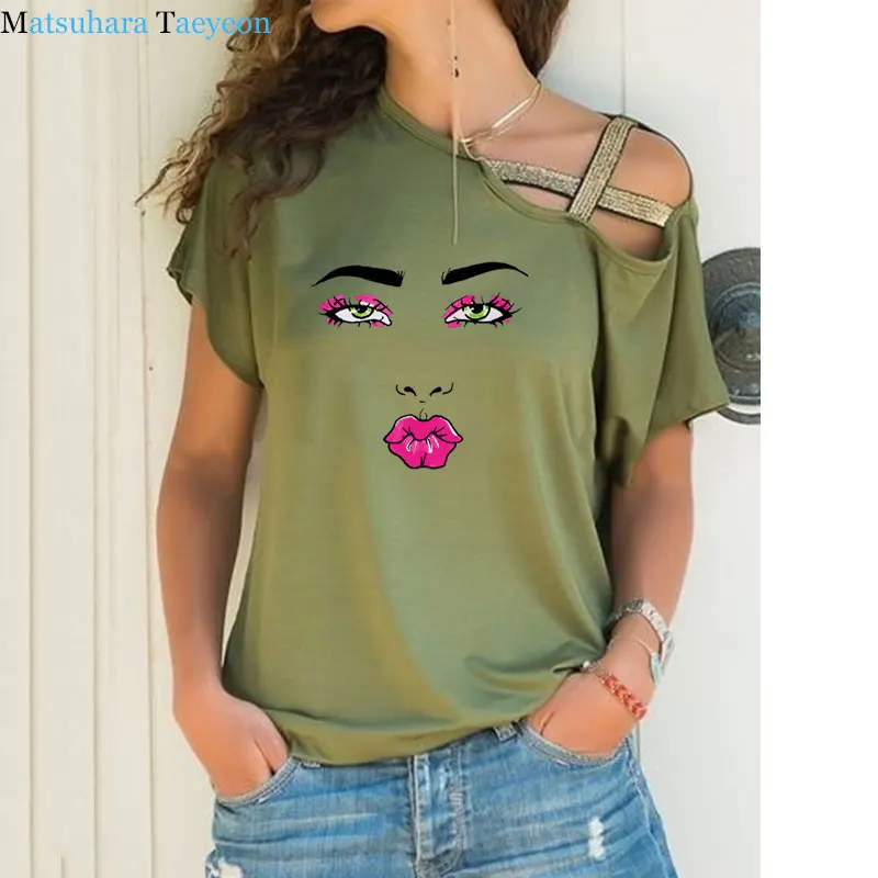 Fashion Lips T Shirt Women Summer pink T-shirt Clothing Top Casual Women T Shirt Tops Short Sleeve Irregular Skew Cross Bandage
Fashion Lips T Shirt Women Summer pink T-shirt Clothing Top Casual Women T Shirt Tops Short Sleeve Irregular Skew Cross Bandage