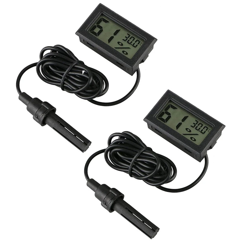 

Hot 2 Pcs Digital Thermometer Hygrometer, Hygrometer Thermometer Mini Probe Thermometers Temperature Humidity Gauge Meter