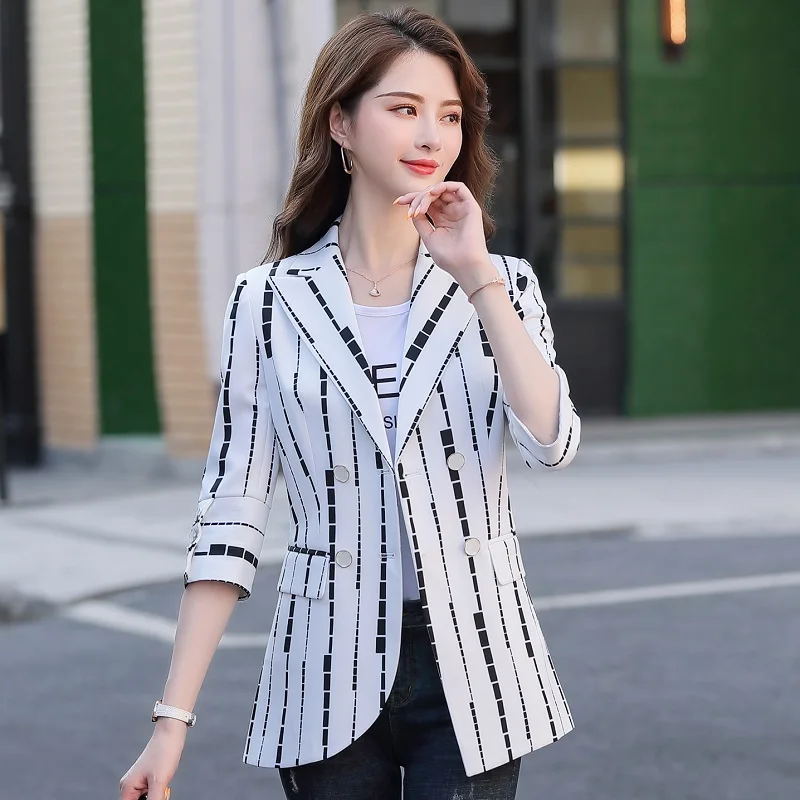 Women blazers Slim spring Autumn Asymmetric printing jacket Half sleeve Blazer & Suits Women 956
Women blazers Slim spring Autumn Asymmetric printing jacket Half sleeve Blazer & Suits Women 956