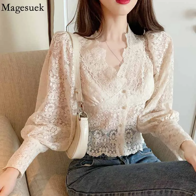 Vintage Slim Elegant Woman Tops V Neck Lantern Long Sleeve Blouse Women Sweet Flower Apricot Lace Shirts for Women Mujer 16335
Vintage Slim Elegant Woman Tops V Neck Lantern Long Sleeve Blouse Women Sweet Flower Apricot Lace Shirts for Women Mujer 16335