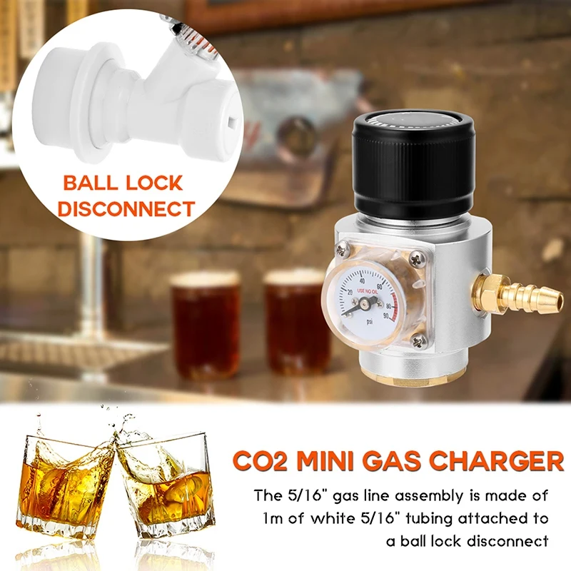 CO2 Mini Gas Charger 0-90 PSI Gauge for Soda Water Beer Kegerator Beer Homebrew Home Brew CO2 Regulator
CO2 Mini Gas Charger 0-90 PSI Gauge for Soda Water Beer Kegerator Beer Homebrew Home Brew CO2 Regulator