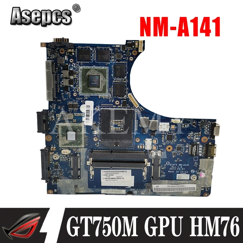 Материнская плата для ноутбука For Lenovo Y400 900002563 QIQY5 NM A141 GT750M GPU HM76 100% тестирование