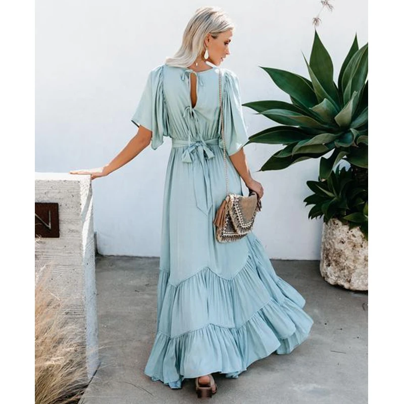 Mandylandy Dress Summer Short Sleeve V-neck High Waist Ruffles Pleated Dress Women's Casual Solid Color Slim-Fit Patchwork Dress
Mandylandy Dress Summer Short Sleeve V-neck High Waist Ruffles Pleated Dress Women's Casual Solid Color Slim-Fit Patchwork Dress