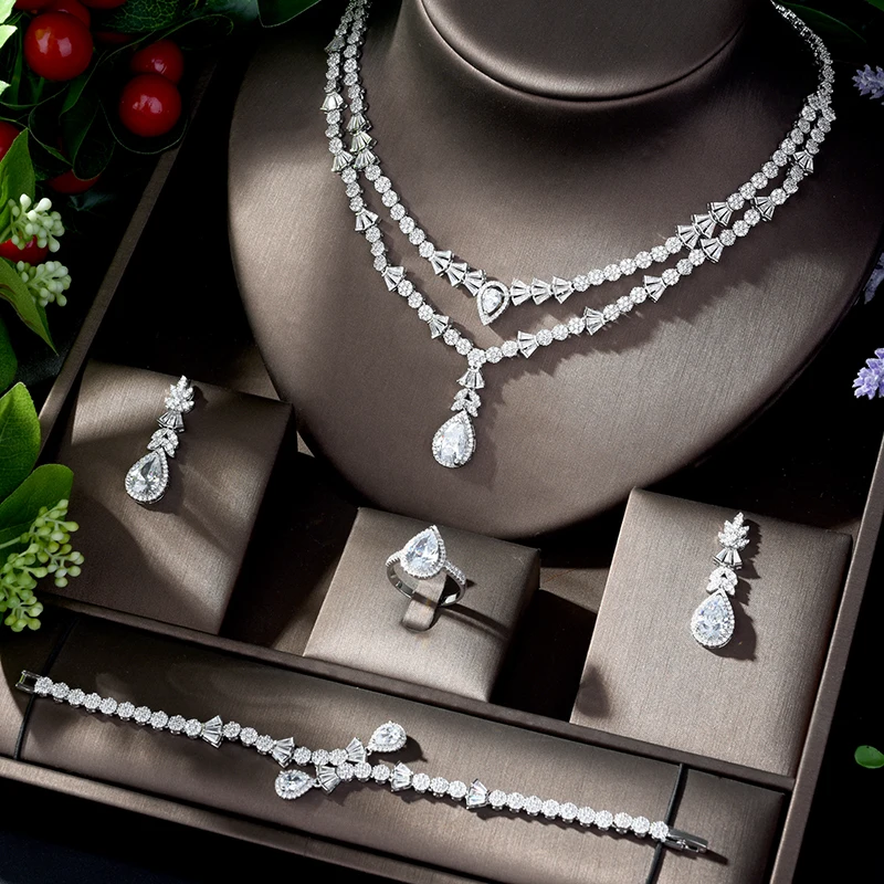 HIBRIDE New Delicate Bridal Wedding Jewelry Sets with Shining Zirconia Necklace and Earrings Party Accessories parure N-1211
HIBRIDE New Delicate Bridal Wedding Jewelry Sets with Shining Zirconia Necklace and Earrings Party Accessories parure N-1211